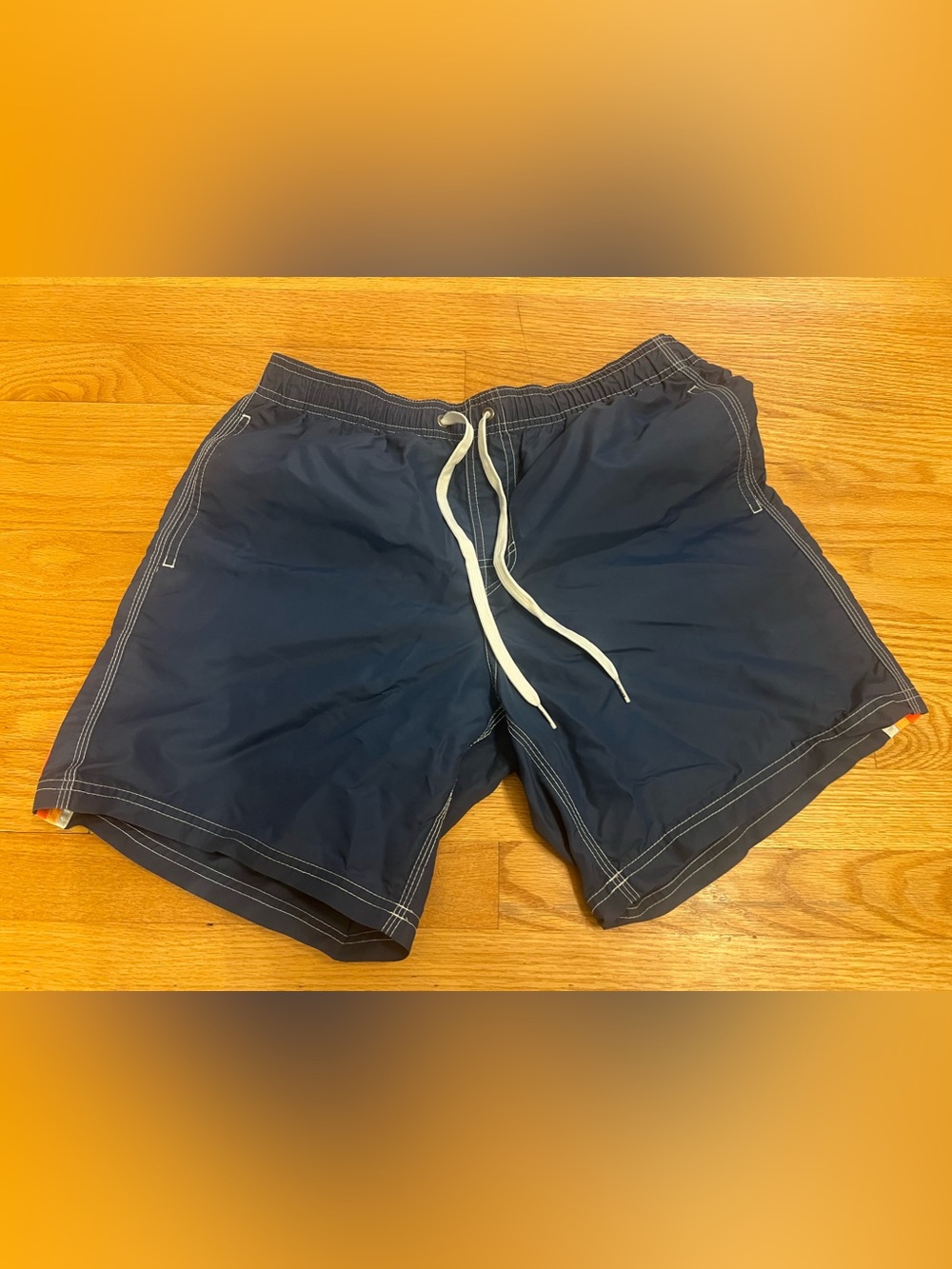Sundek Navy Swim Trunks with White Drawstring
